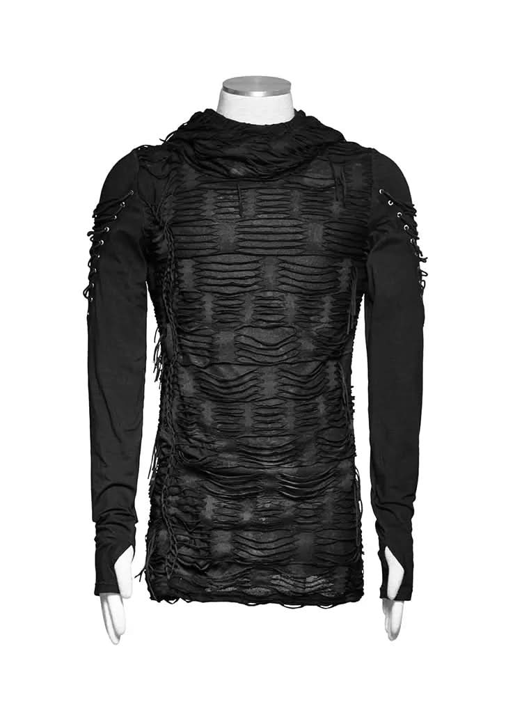 Detailansicht der Kapuze mit Turtleneck vom Punk Rave Gothic Hoodie