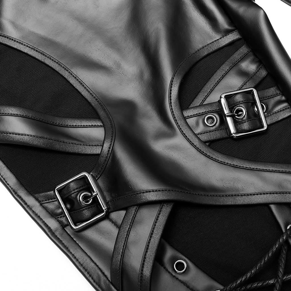 Close-up des Kunstleder-Materials und der transparenten Mesh-Elemente
