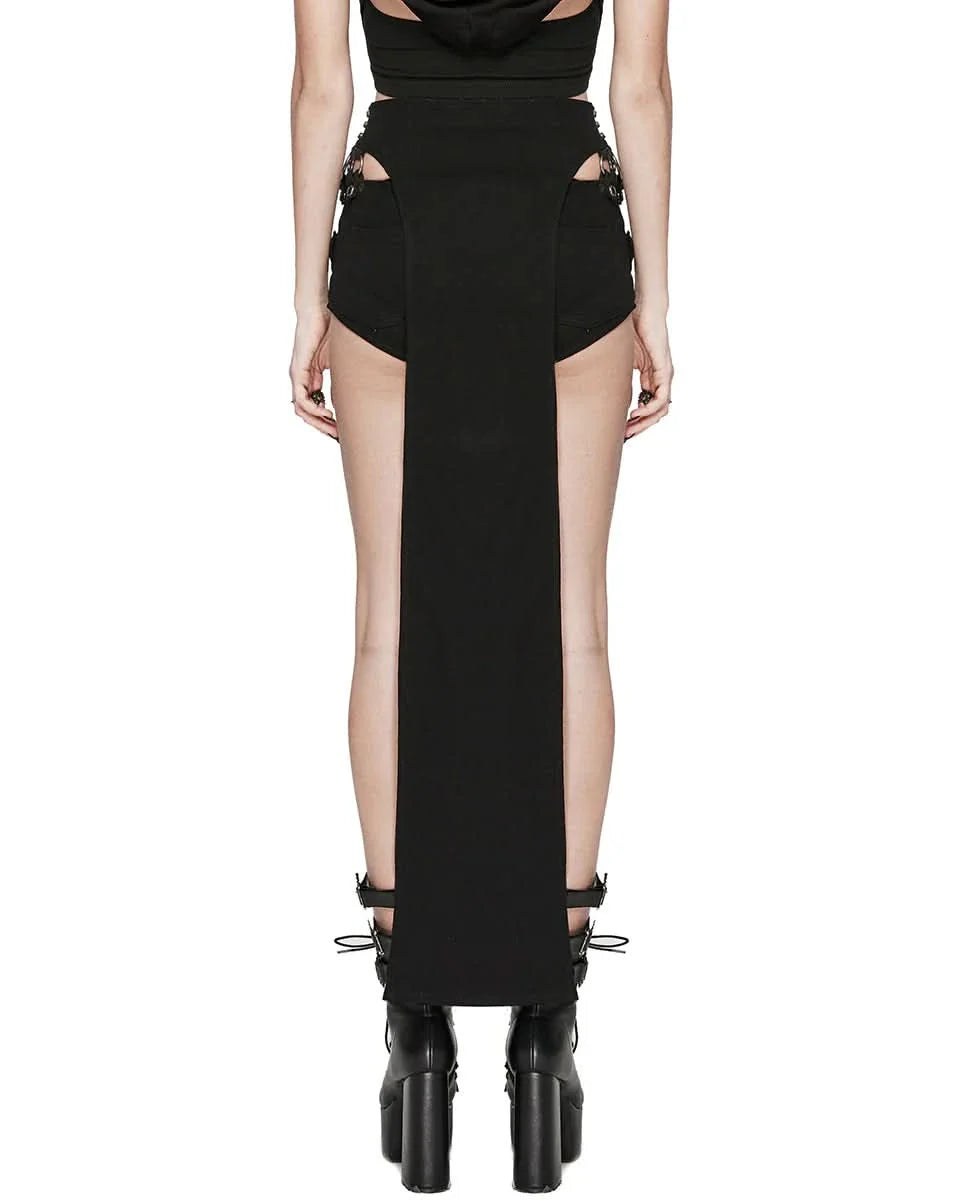 Gothic Hotpants mit O-Ringen und Nieten, Rückansicht
