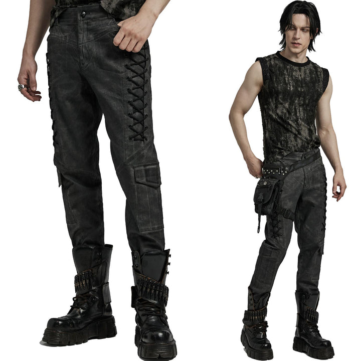 Dieselpunk Cargo Hose WK-641 von Punk Rave in Distressed Schwarz