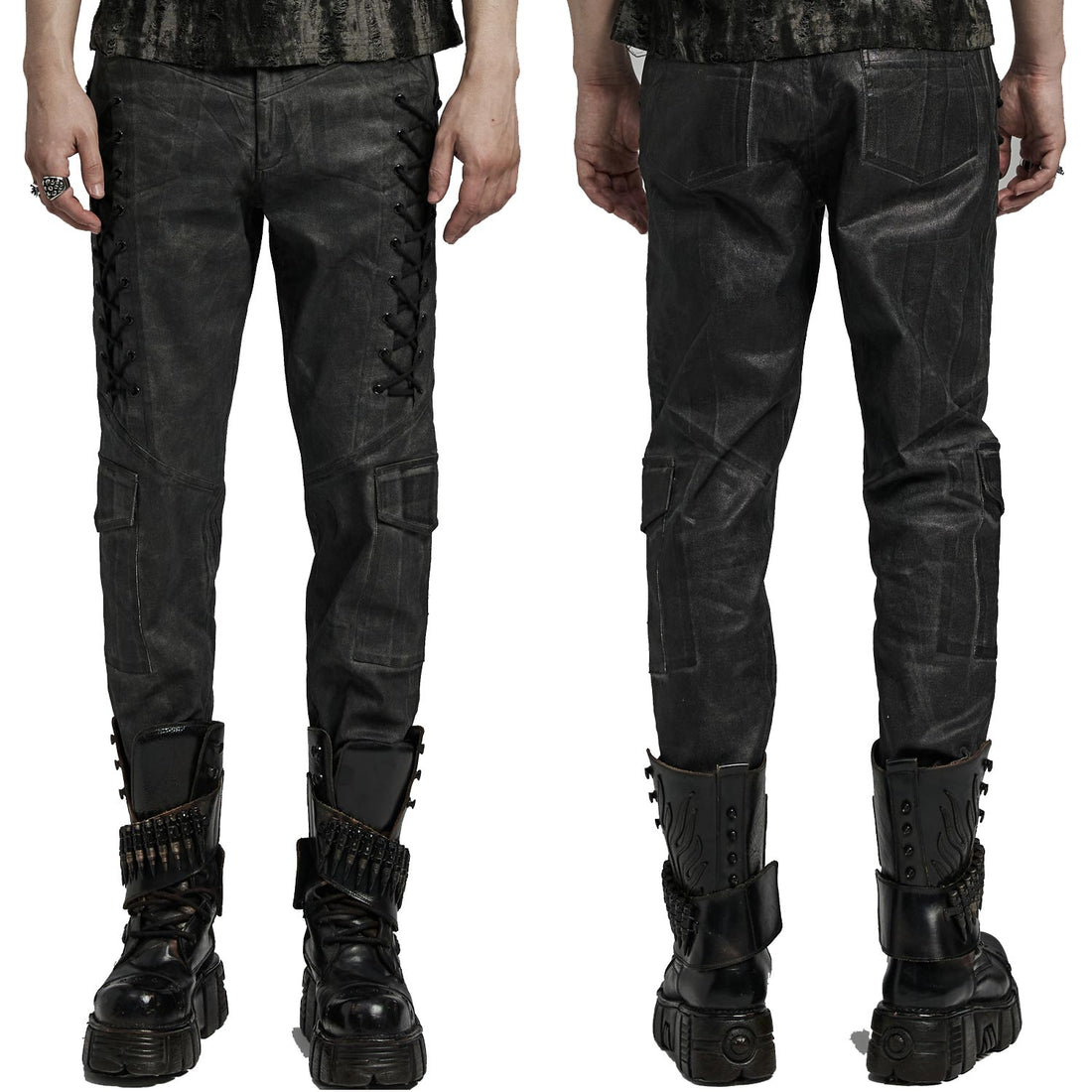 Schwarzer Totenkopf-Knopf an der Punk Rave Gothic Hose