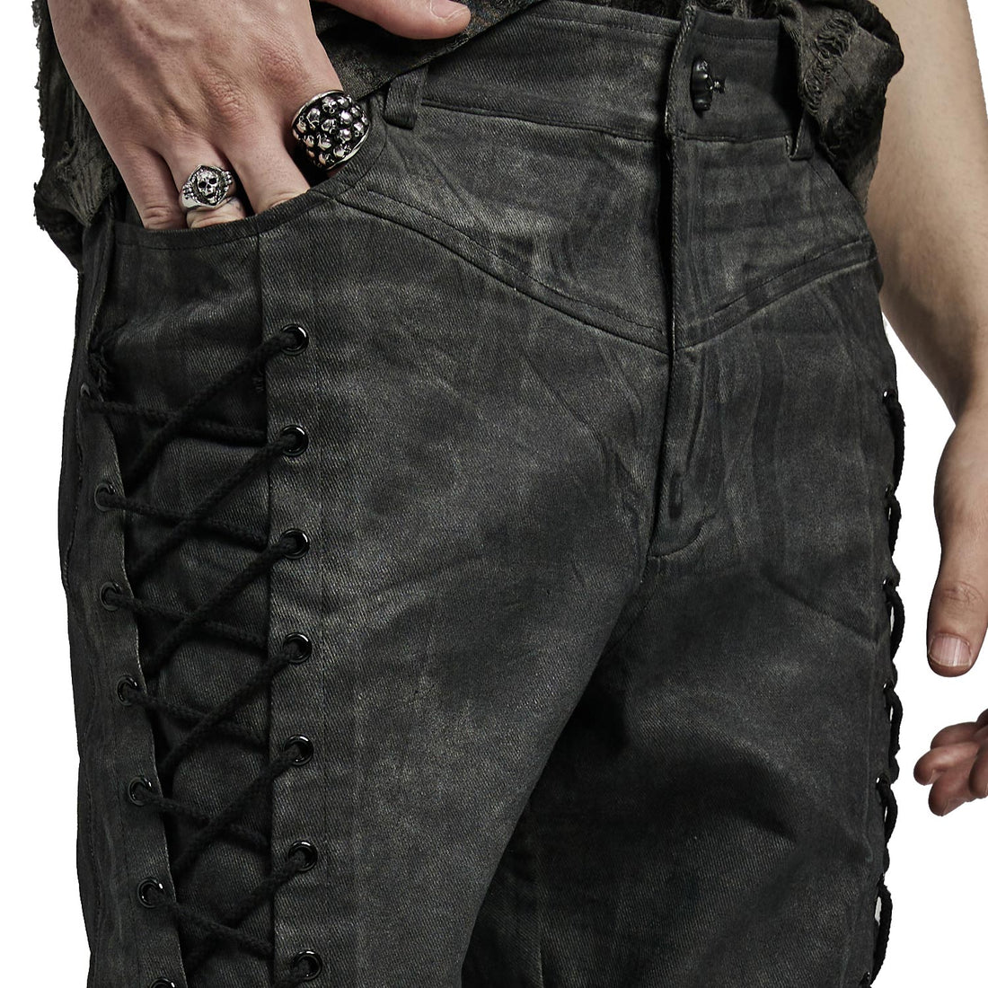 Punk Rave Dieselpunk Hose kombiniert als Gothic Streetwear Outfit