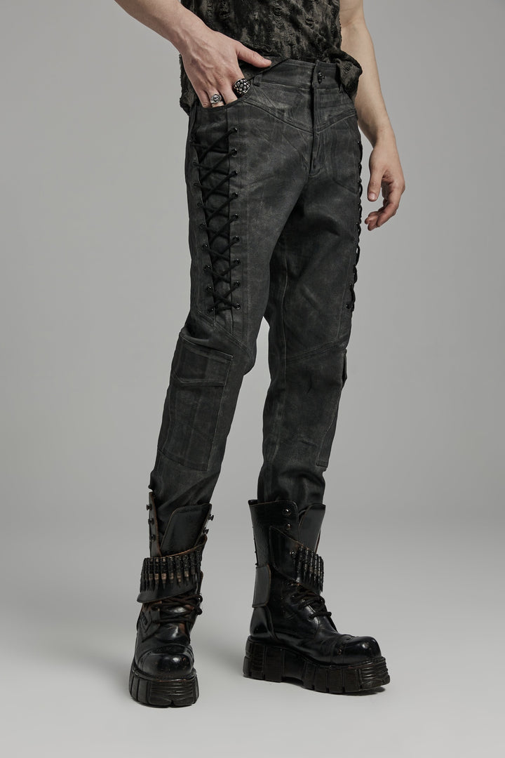 Handgepresstes Used-Muster der Punk Rave Dieselpunk Hose