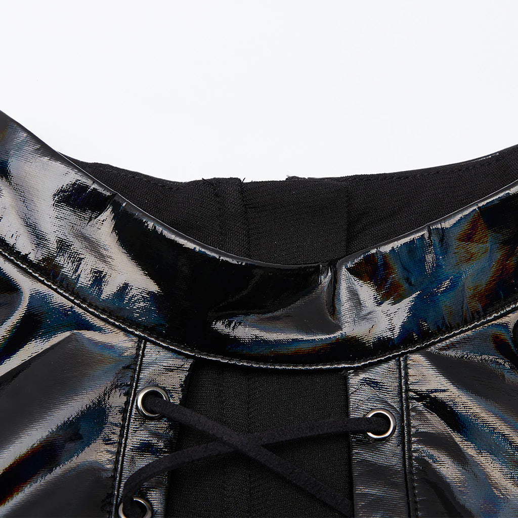 Punk Rave – Holografisches Gothic Minikleid „Electric Lollipop“ aus Lack