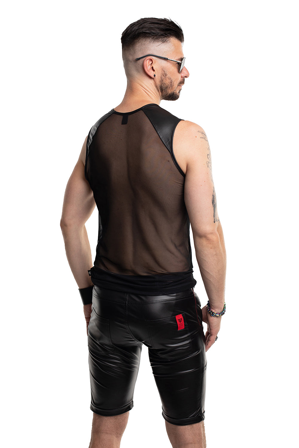 Herren Mesh Shirt mit Wetlook-Details und freiliegenden Schultern