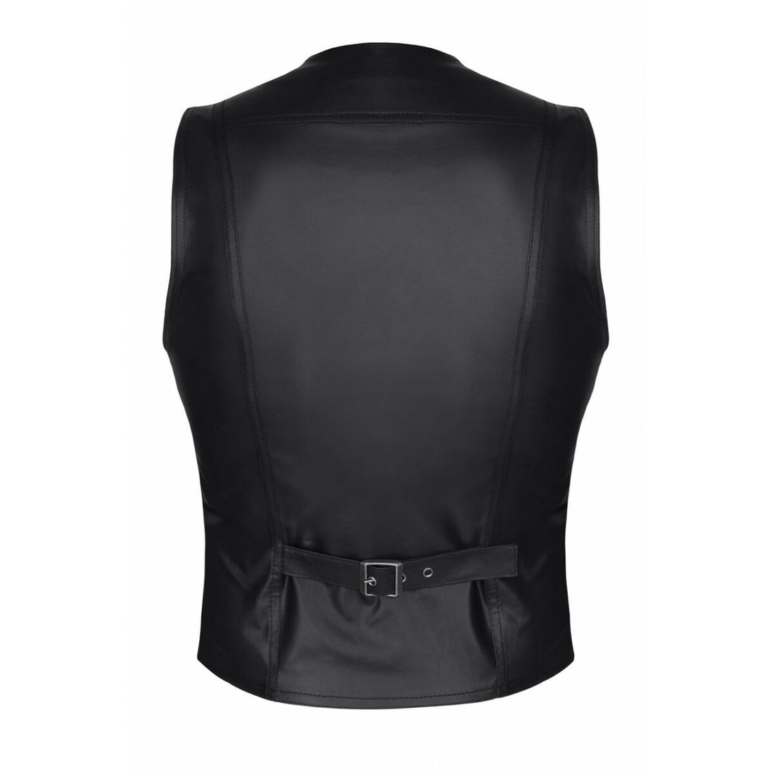 RFP Weste Olivero – Schwarze Herren Weste aus Wetlook mit Steppung & verstellbarem Gürtel.