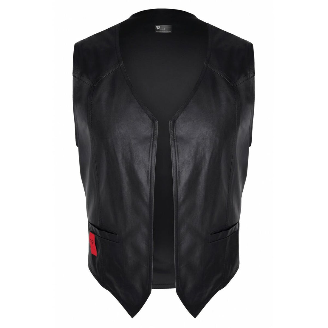 RFP Weste Olivero – Schwarze Herren Weste aus Wetlook mit Steppung & verstellbarem Gürtel.