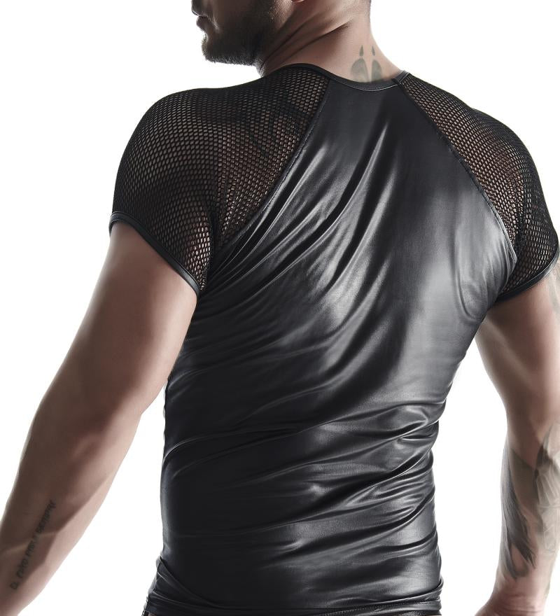 Rückenansicht des Wetlook T-Shirts mit Raglanärmeln aus Netz