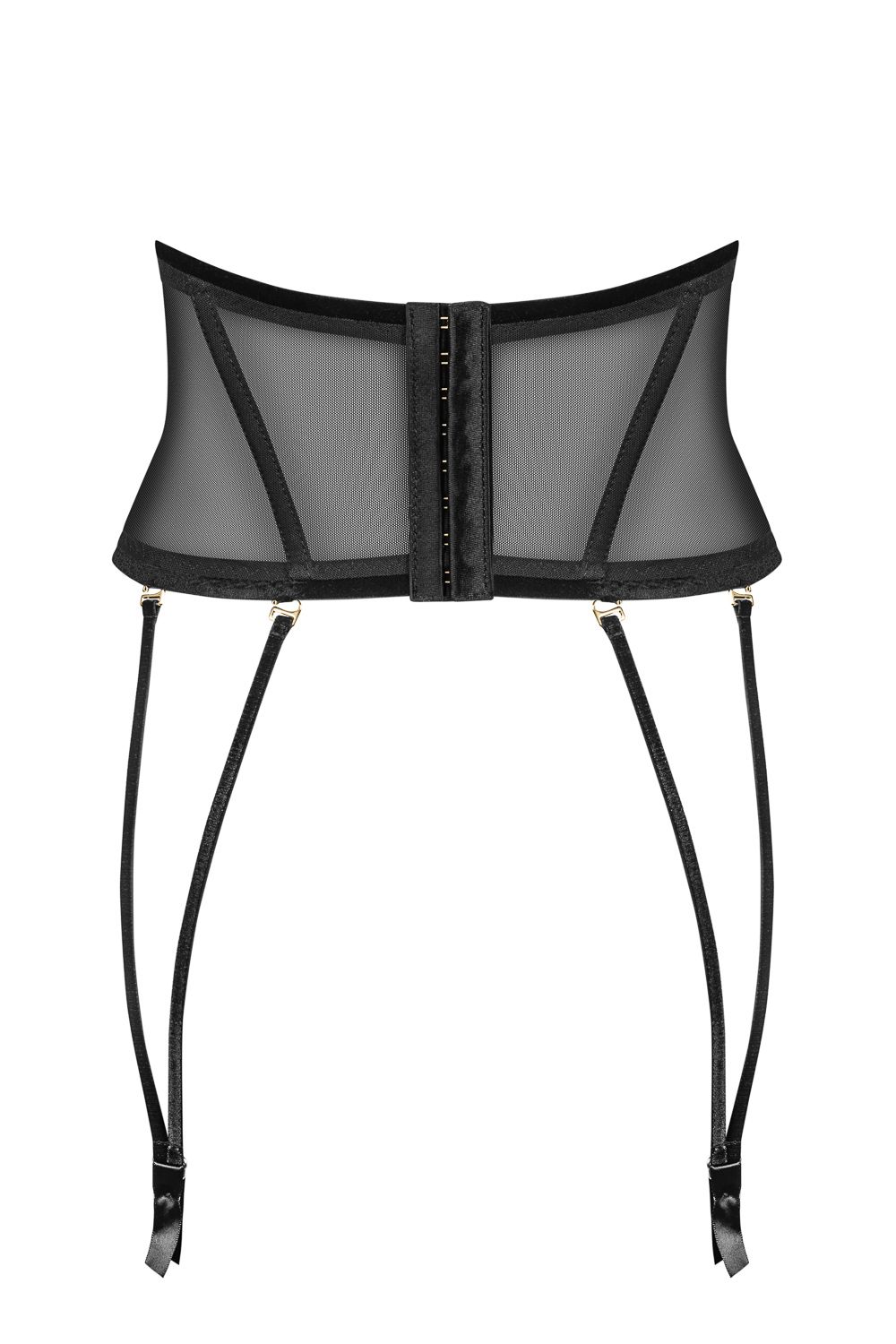 Rückenansicht: goldene Verschlusshaken und perfekter Sitz des Taillenkorsetts