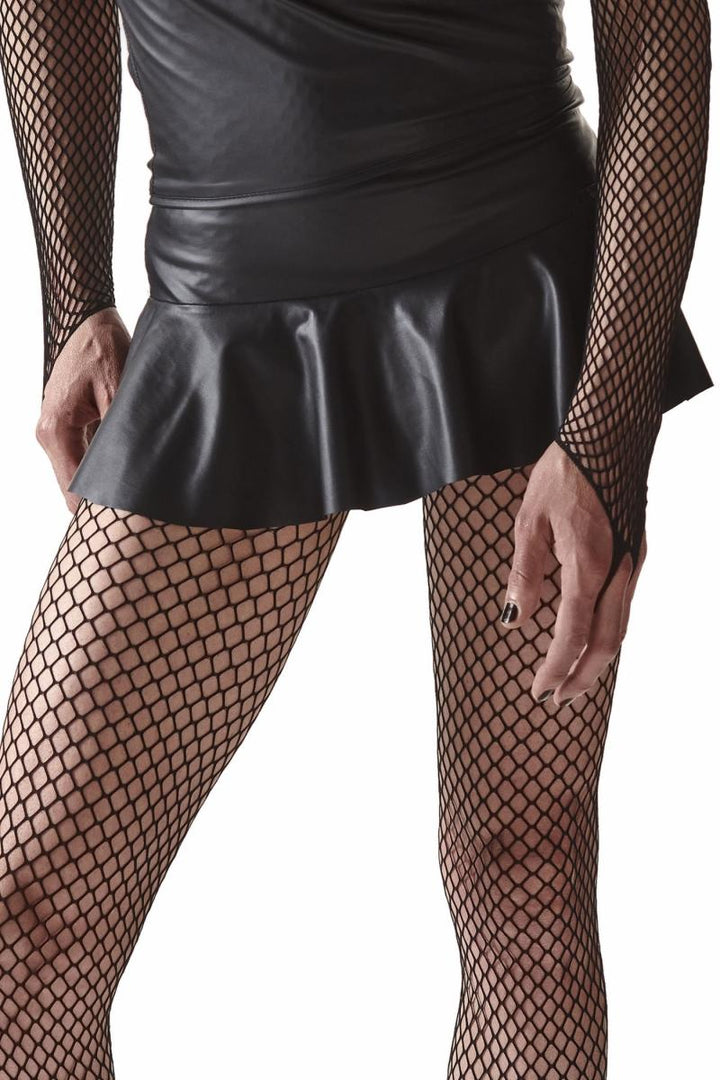 Schwarzer Wetlook-Minirock für Herren von Regnes Fetish Planet