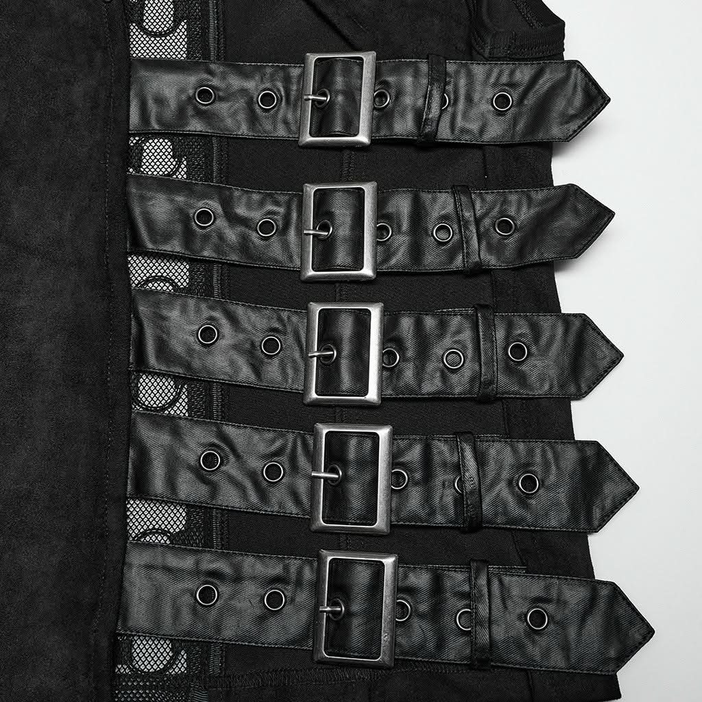 Kunstleder-Riemen und Schnallen-Details vorne, verstellbar und dekorativ