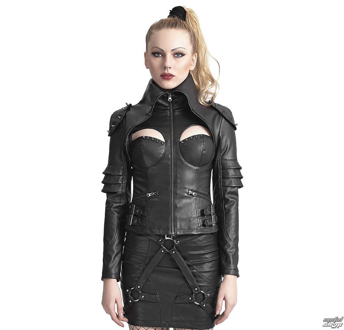 Punk Rave – Gothic Fetish Jacke „Velvet Steel“ aus veganem Leder