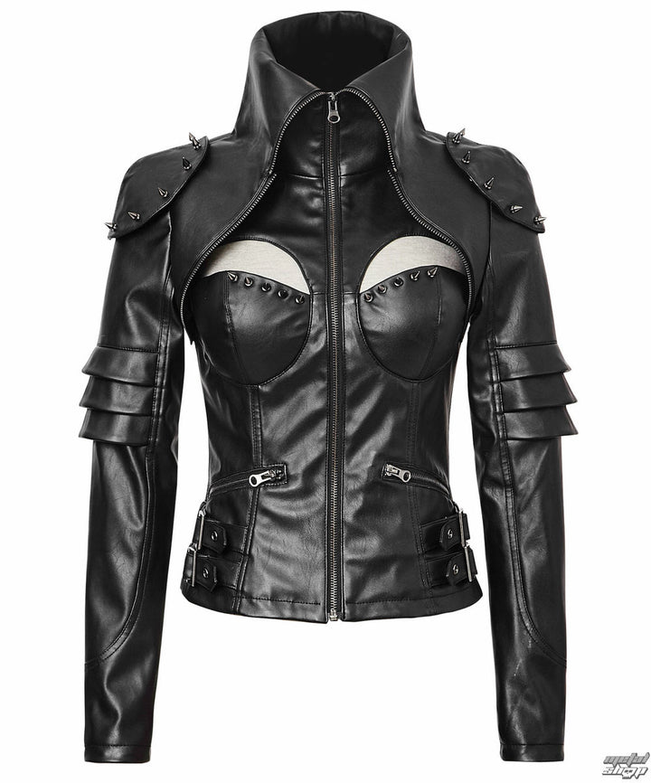 Punk Rave – Gothic Fetish Jacke „Velvet Steel“ aus veganem Leder