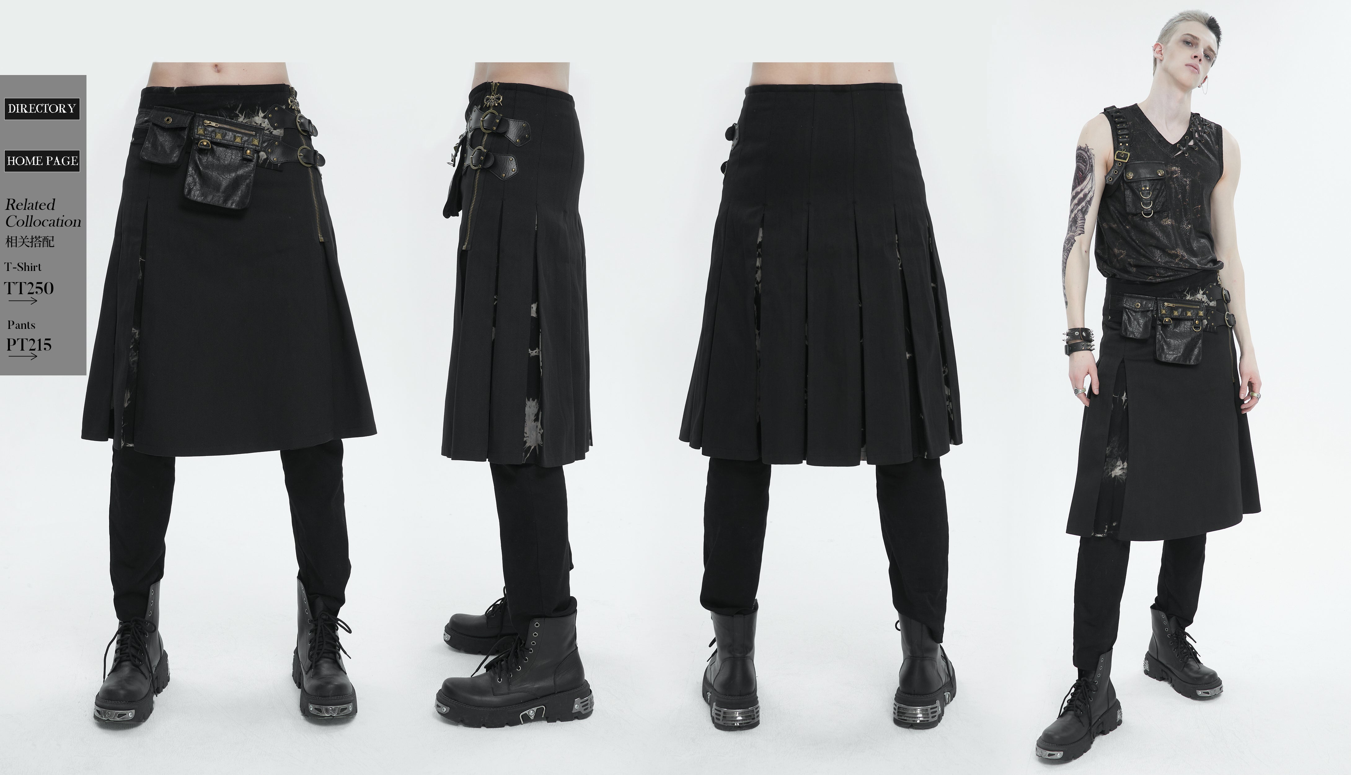 Kilt Devil Fashion pour homme – Style rock gothique avec détails batik 