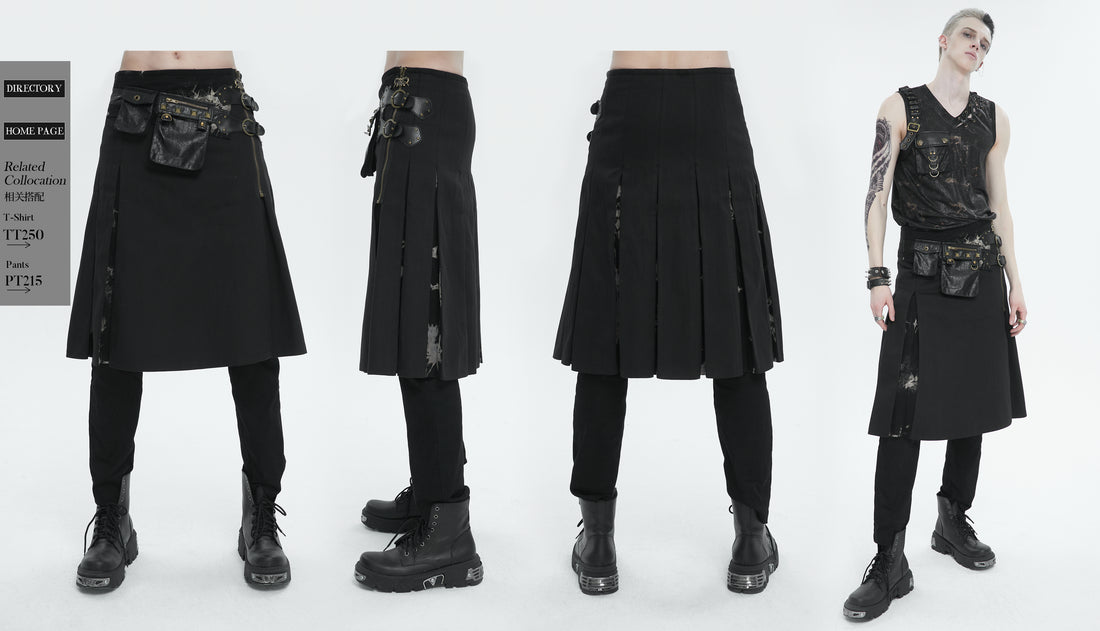 Kilt Devil Fashion pour homme – Style rock gothique avec détails batik 