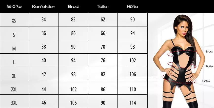 Saresia Wetlook Overall mit Cutouts & Zierketten Schwarz