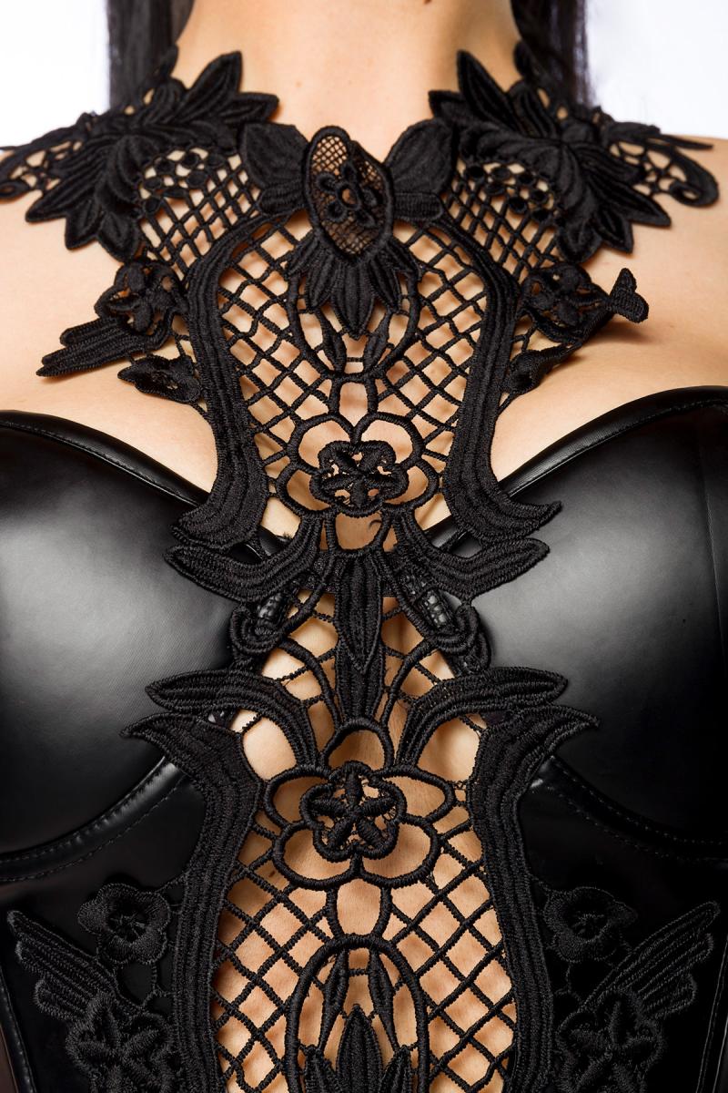 Detailaufnahme Spitze und Wetlook-Material am Bustier