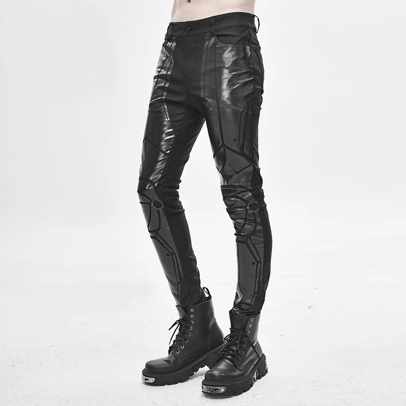 Schwarze Cyberpunk Herren Hose mit Lack-Details | Devil Fashion.