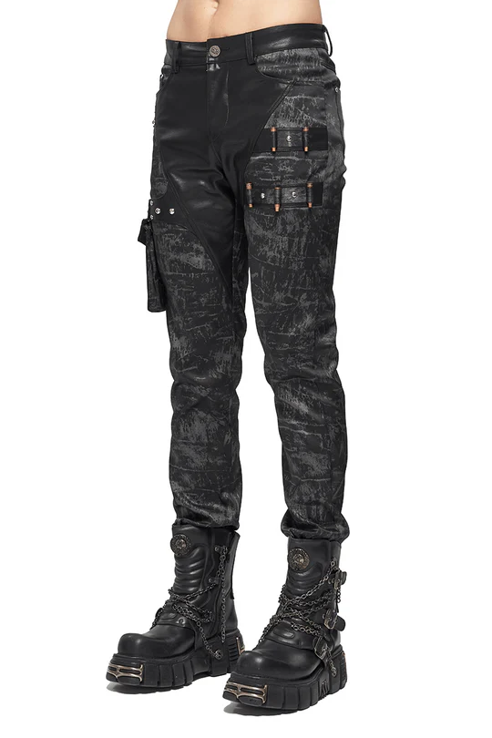 Schwarze Herren Punk Hose mit abnehmbarer Seitentasche – Devil Fashion.