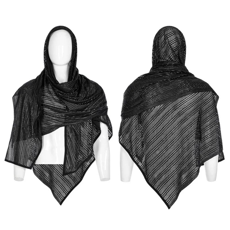 Punk Rave Netz-Strick Cape, unisex und vielseitig tragbar