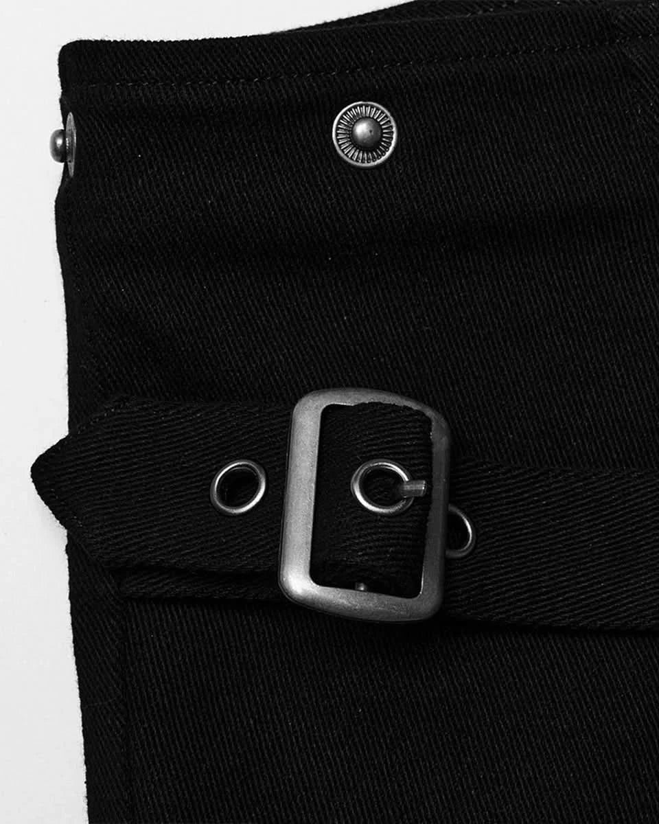 Sexy Punk Shorts mit Cutouts und silberfarbenen Schnallen