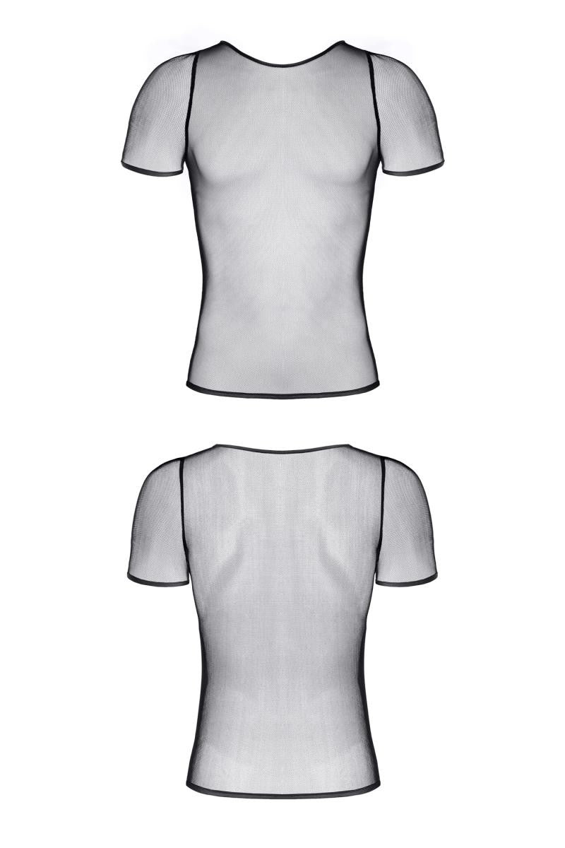 Figurbetontes schwarzes Netzshirt für Männer