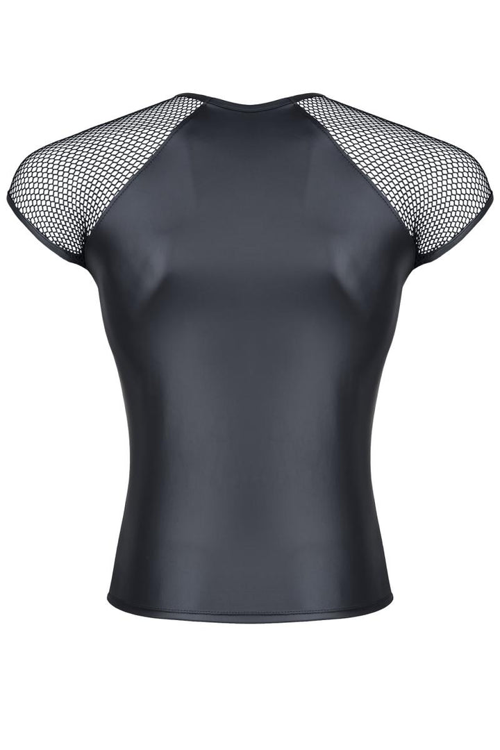 Hautenges Wetlook T-Shirt mit transparenten Netzdetails