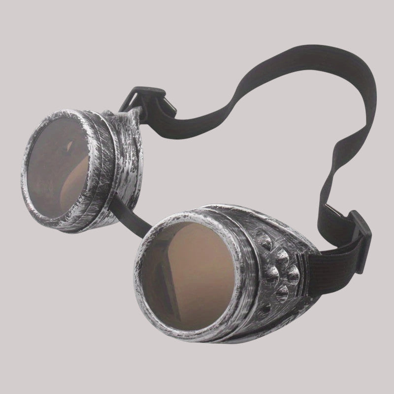 Dampfbrille, silberfarben, used-look im Steampunk-Stil - mySecretKey
