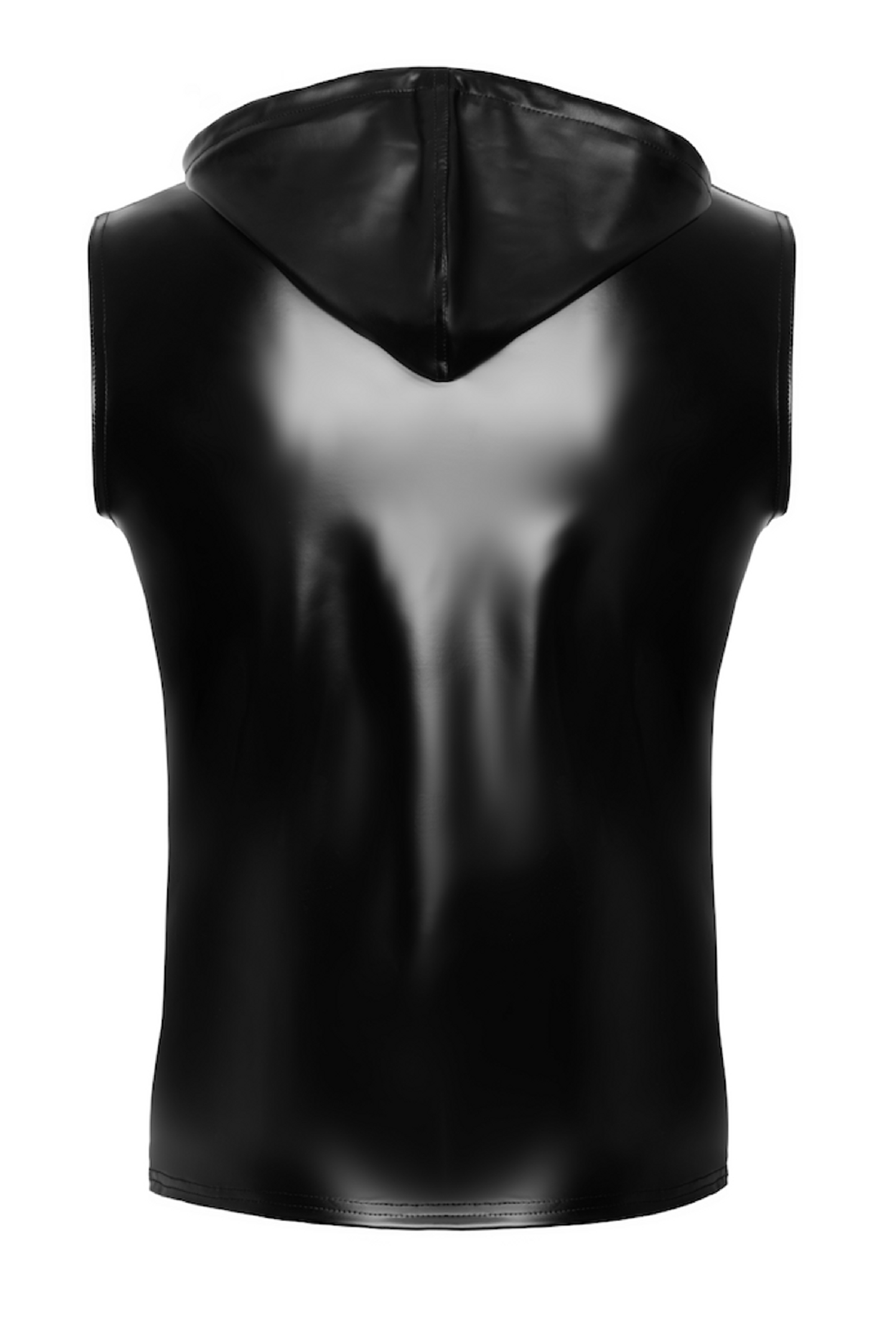 Figurbetonendes ärmelloses Kapuzenshirt aus glänzendem Power Wetlook