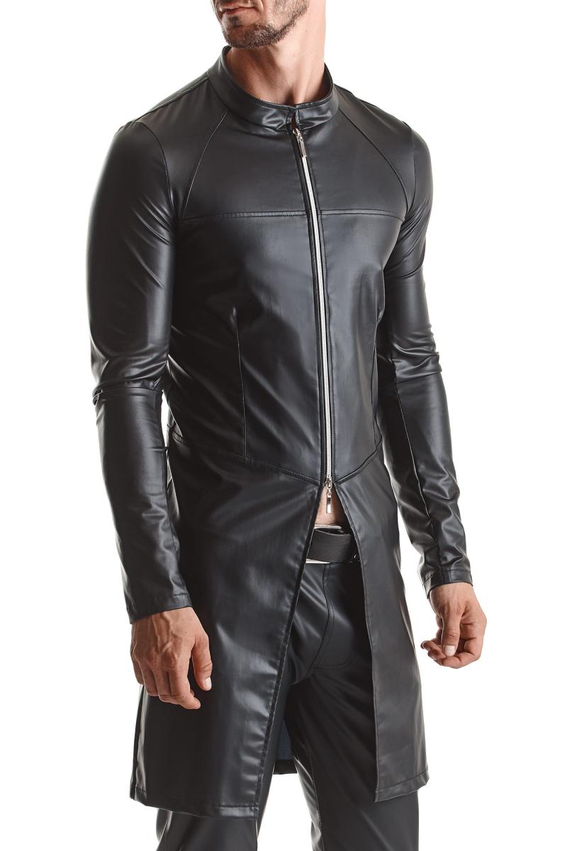 Figurbetonter Herrenmantel aus Wetlook – betont Brust und Taille