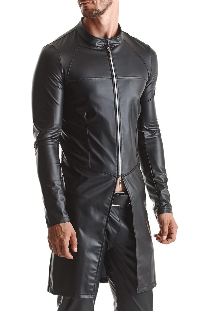 Figurbetonter Herrenmantel aus Wetlook – betont Brust und Taille