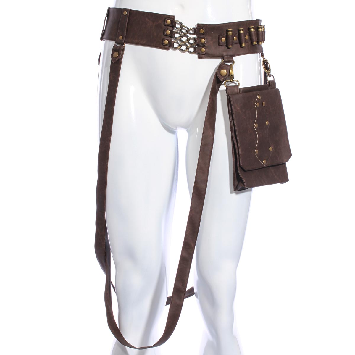 Steampunk Hüftgürtel mit Tasche & Patronenhülsen – RQ-BL.