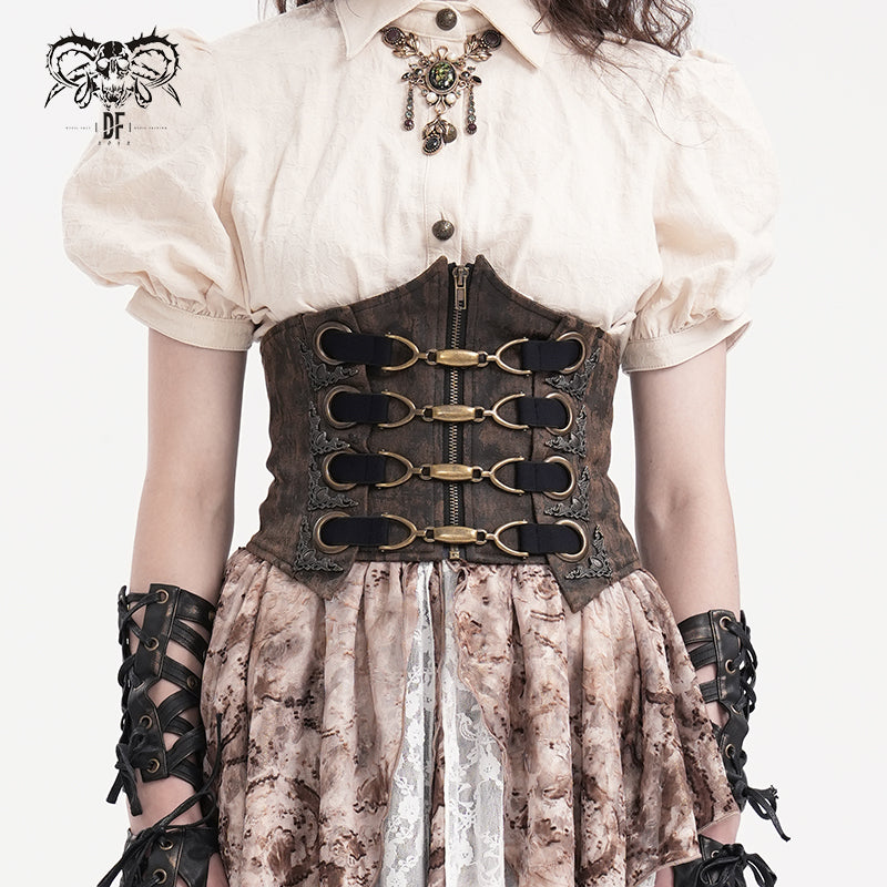 Nahaufnahme der bronzefarbenen Metall-Details und Ornament-Verzierungen