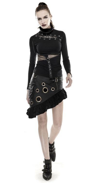 Punk Rave Rock mit drei Schnallenriemen und asymmetrischem Schnitt