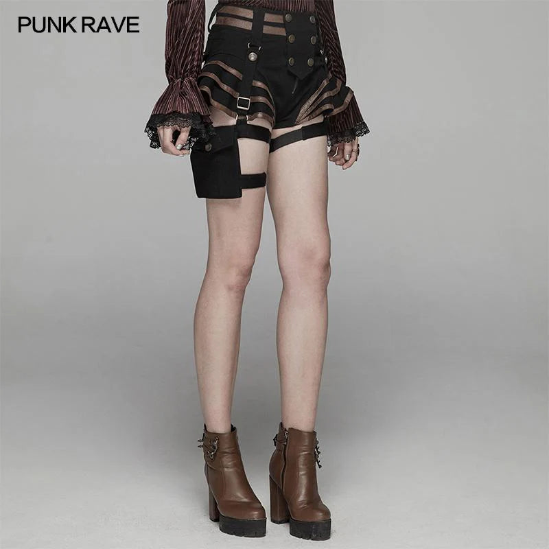 Abnehmbares Beinholster an Steampunk Shorts mit verstellbaren Riemen