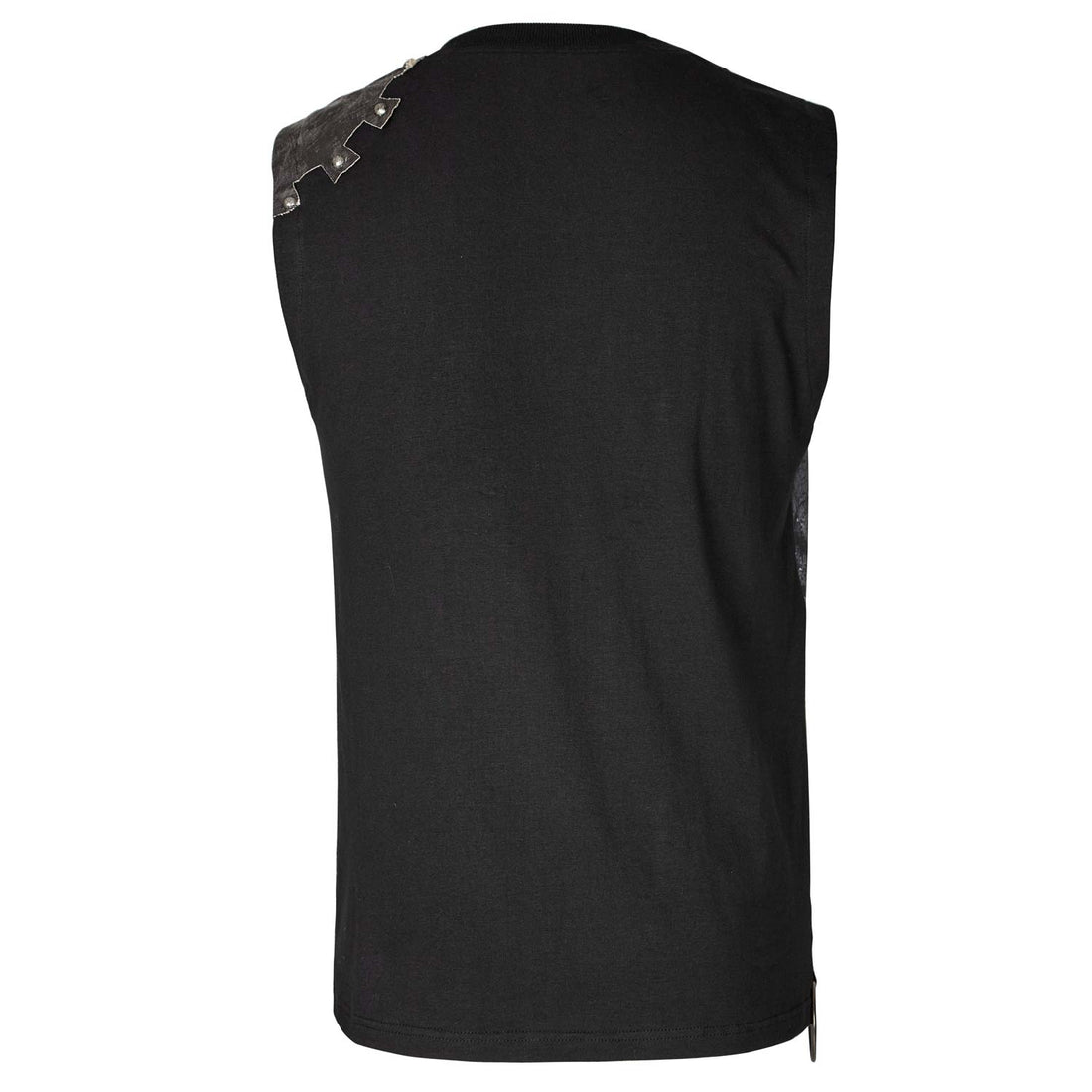 Steampunk Herren Tank Top mit Kunstleder-Applikationen in Zahnrad-Optik