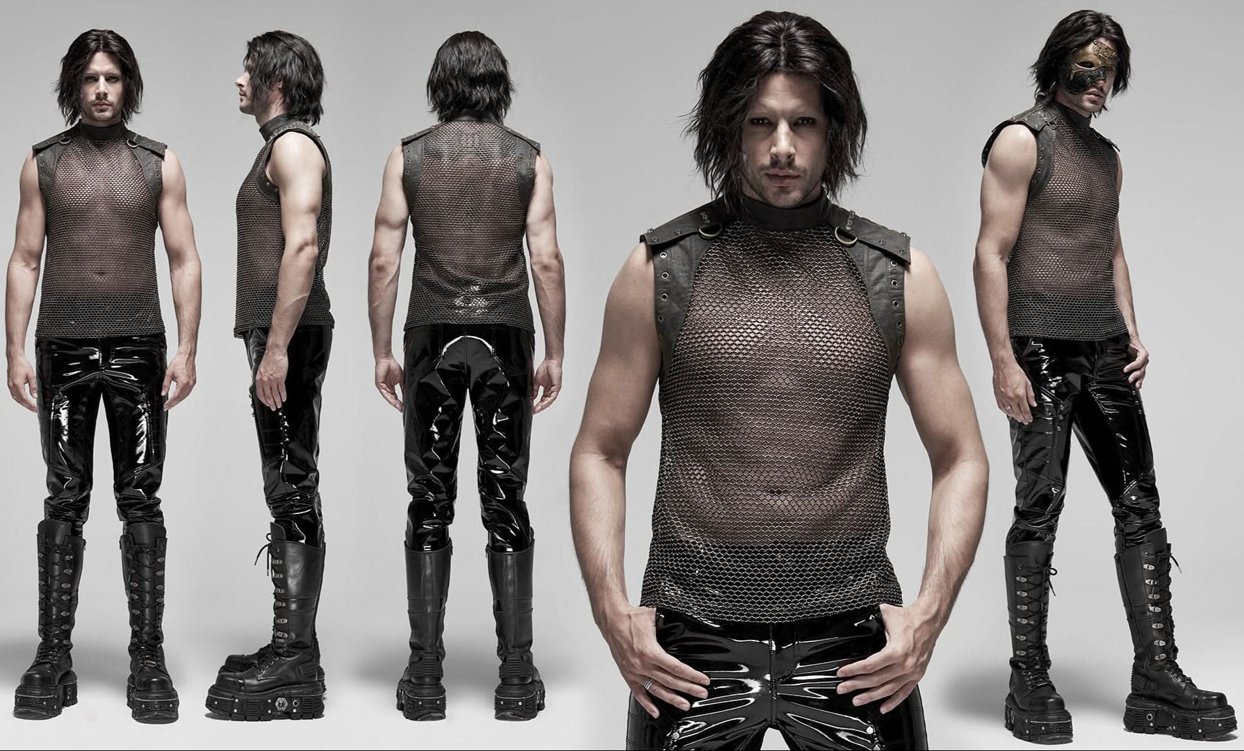 Provokantes Mesh Oberteil für Herren im Gothic Style