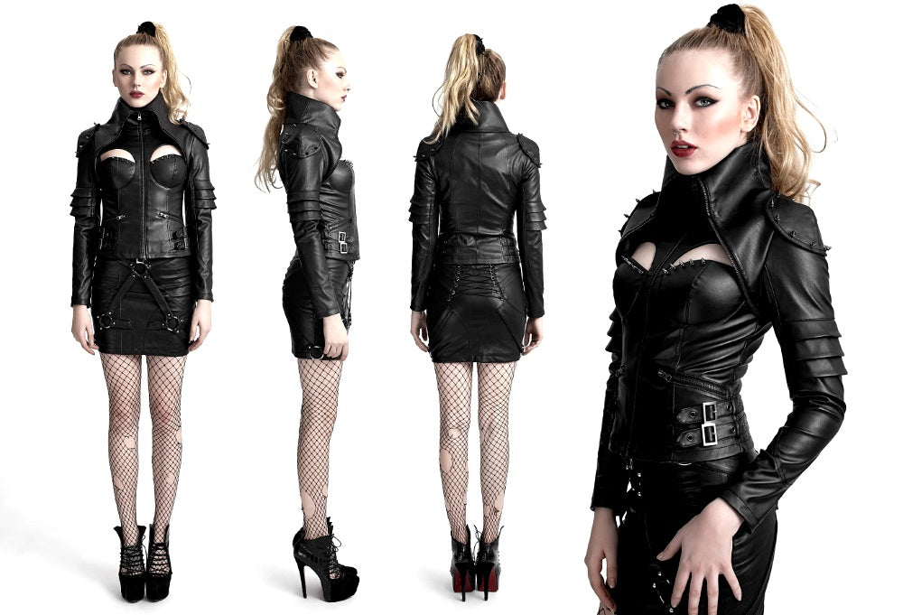 Dominanter Gothic-Fetish Look mit der Jacke „Velvet Steel“