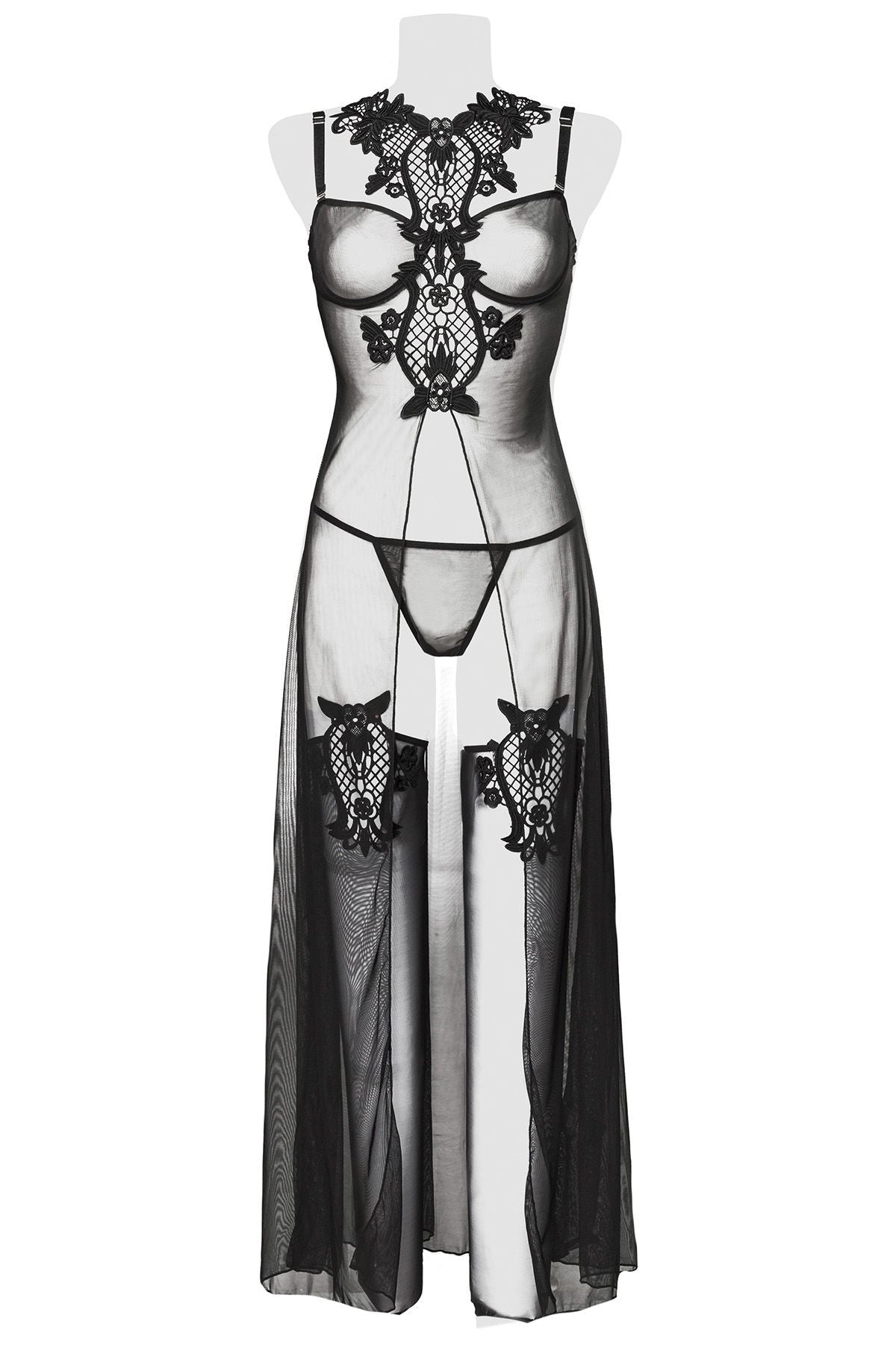 Durchsichtiges Kleid und Spitzen-Details in Schwarz