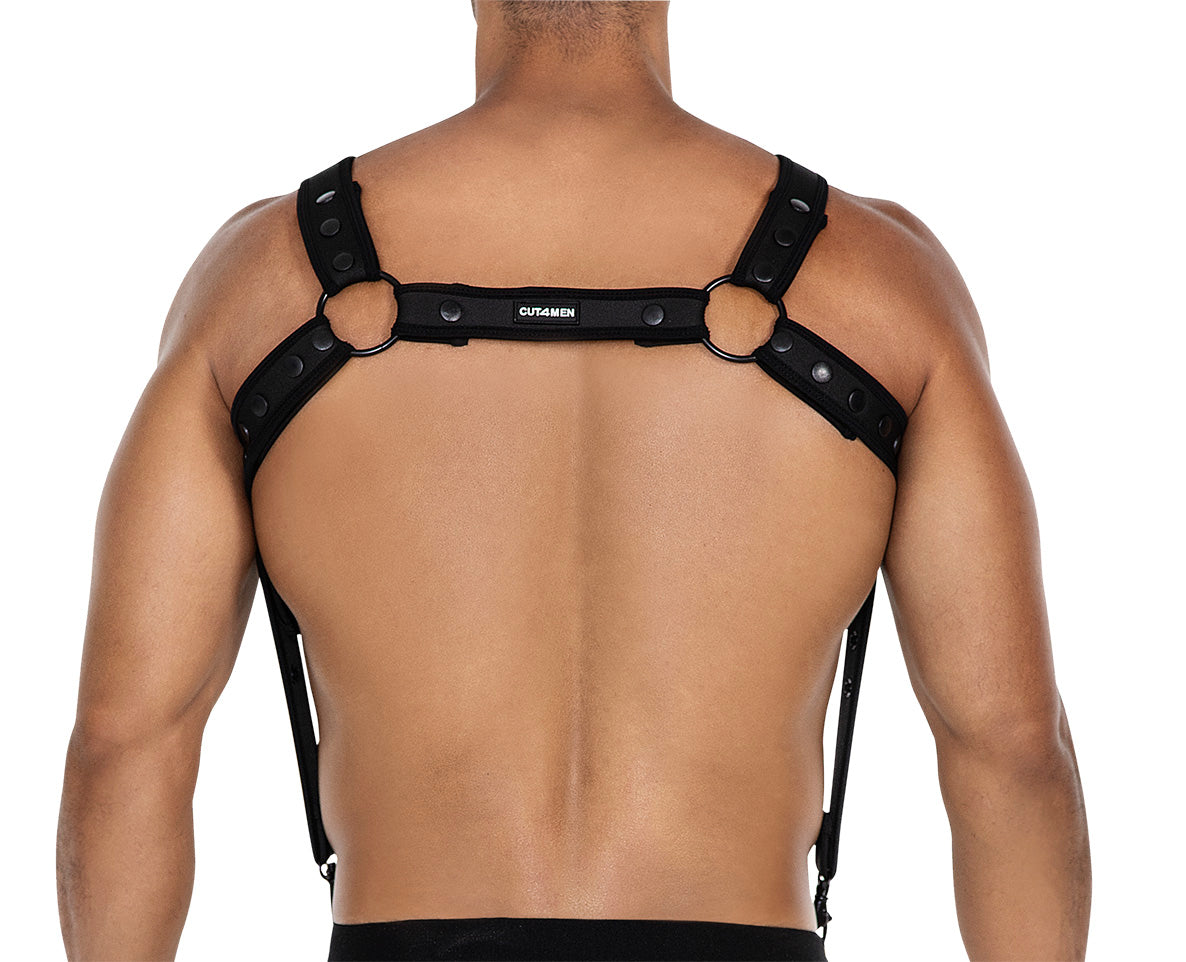 Neopren Harness für Herren – größenverstellbar mit Druckknöpfen und Karabinerhaken