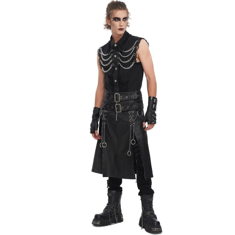 Taillierter Gothic-Kilt mit Reißverschluss und zwei Frontschlitzen