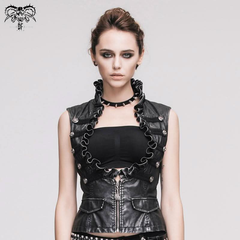 Devil Fashion Steampunk Kunstleder Weste