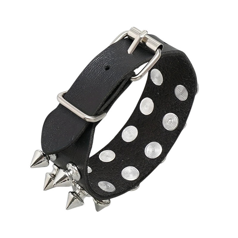 Punk leather bracelet with studs – rock style