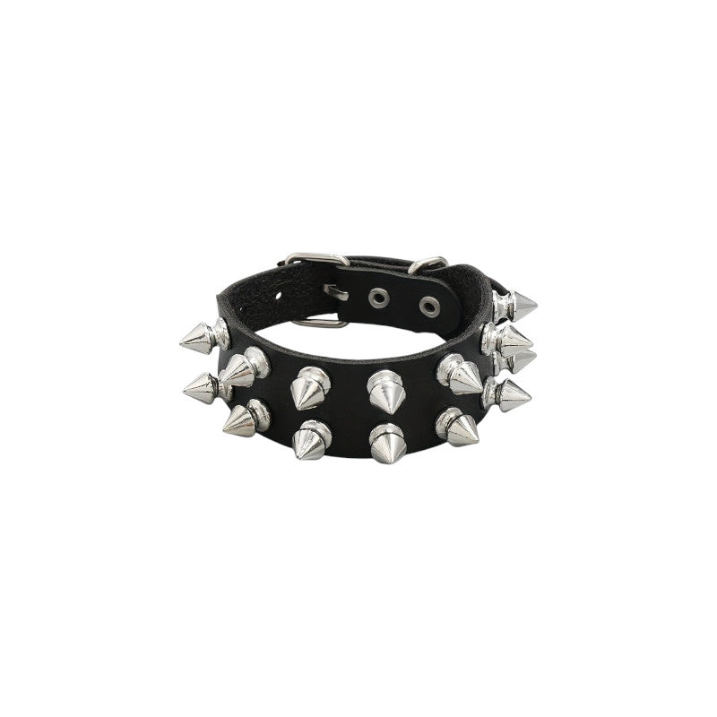 Punk leather bracelet with studs – rock style