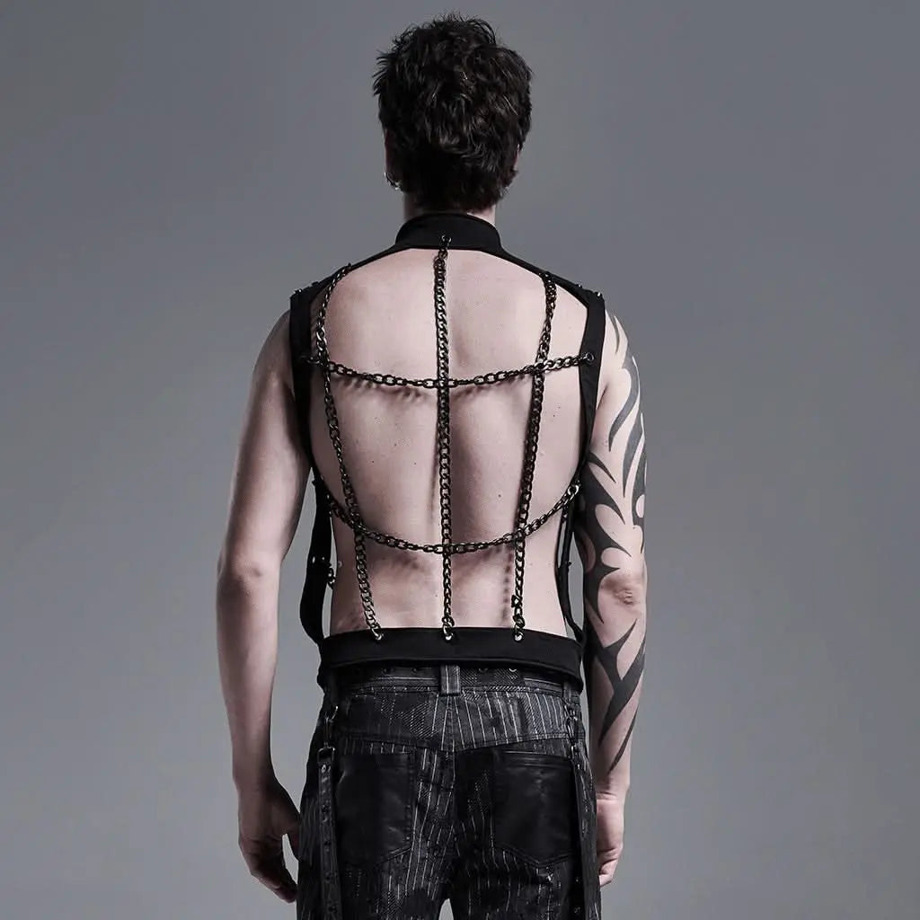 Punk Rave Kettenweste mit Chain-Design am Rücken