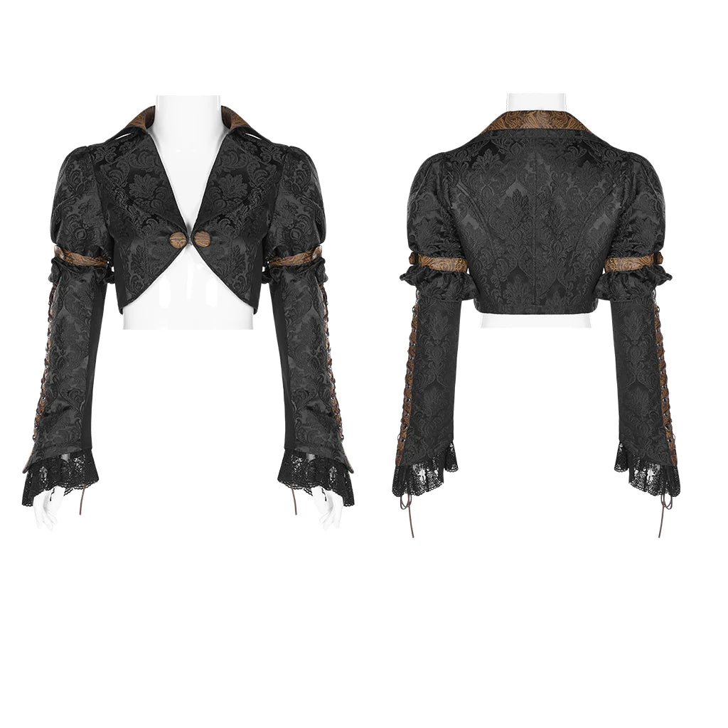 Punk Rave – Versailles Black Bolero aus Jacquard | Neo-Viktorianische Gothic Jacke