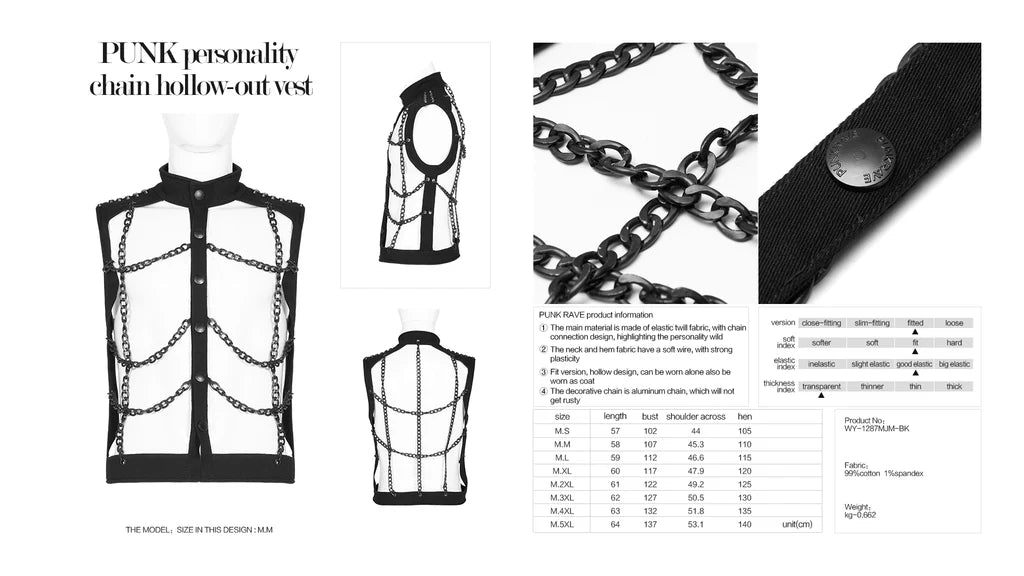 Punk Rave Whiplash Kettenweste Schwarz – Gothic Punk Chain Vest