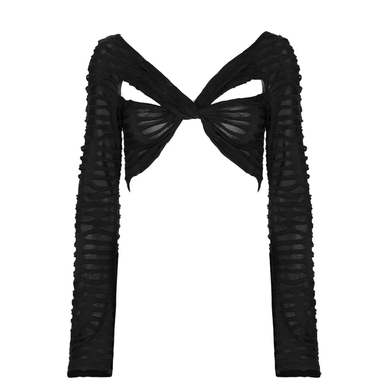 bauchfreien Punk Rave Shirts im Distressed-Style