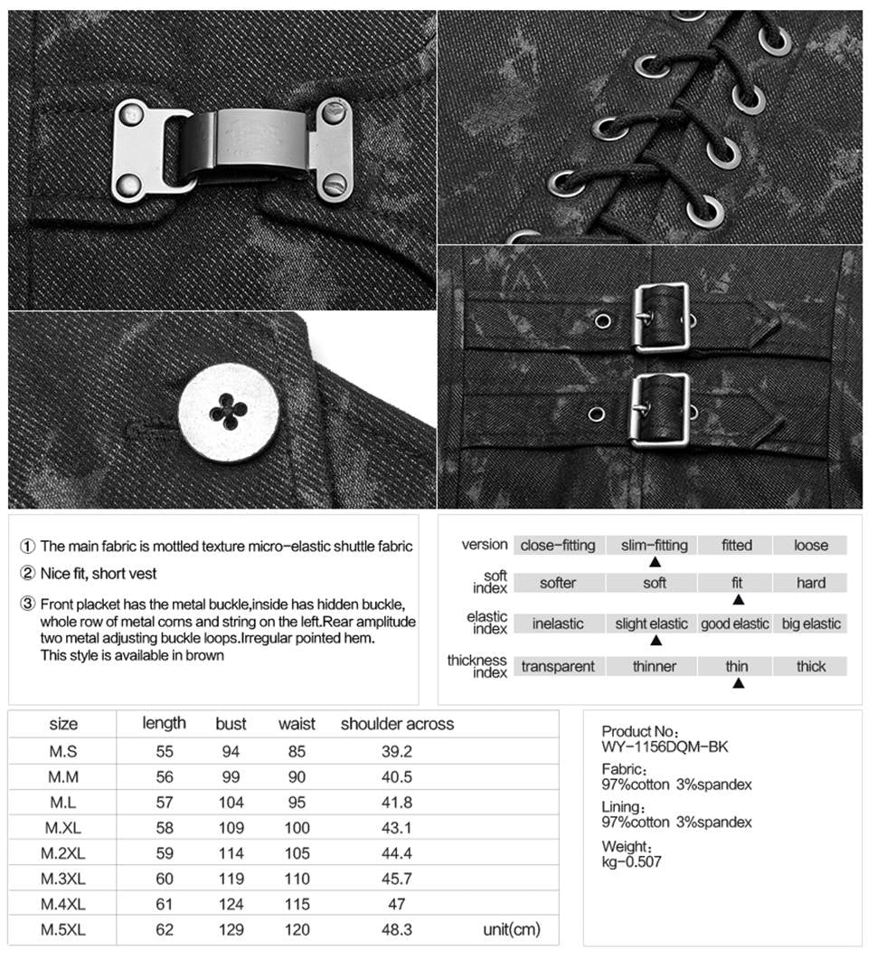 PUNK RAVE – Gothic Herrenweste im Used-Look mit Schnallen & Schnürung