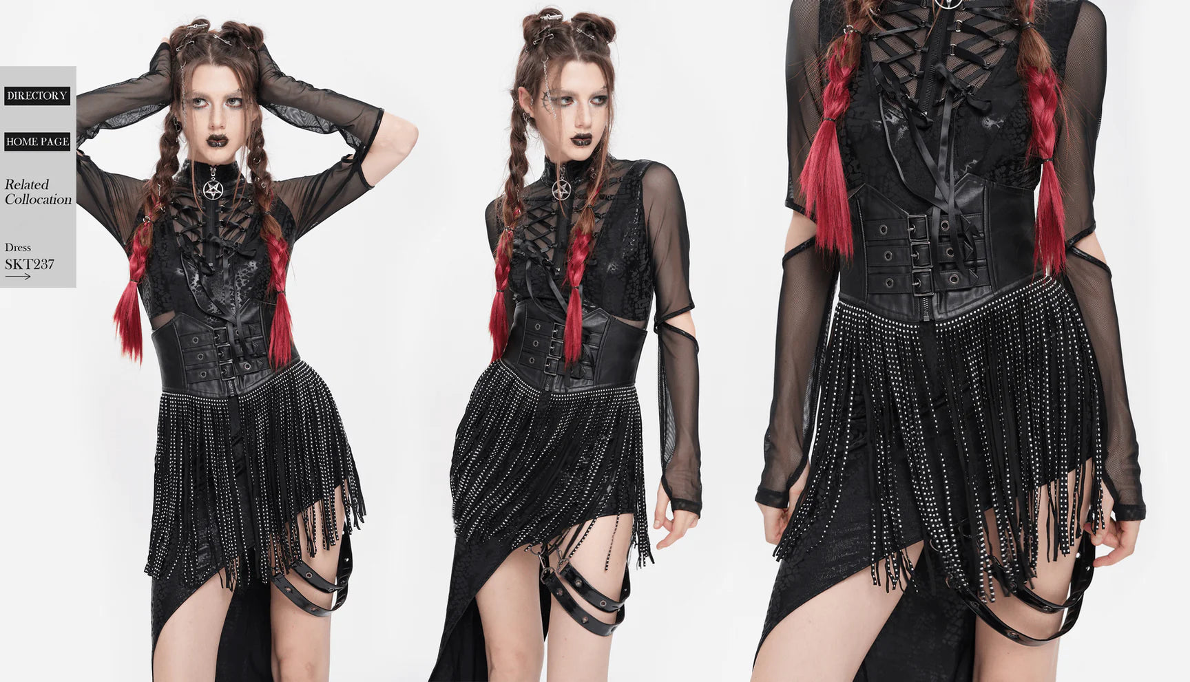 Devil Fashion – Gothic Underbust-Korsett „Eclipse Fringe Underbust“ mit Fransen & Nieten